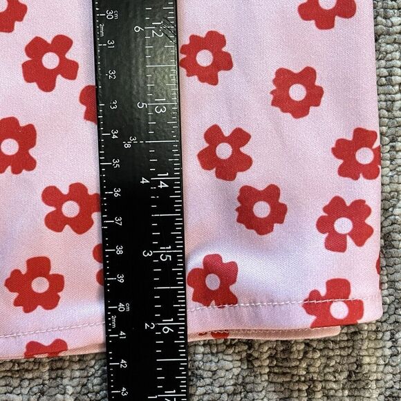 Romwe Women’s Mini Skirt Size Small 4 Red Floral Zip‎ Up Back 90s Y2K * - Picture 6 of 8